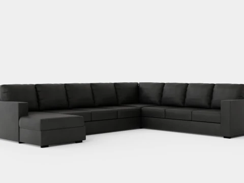 크레이지 코너 소파 Xxl 왼쪽 블랙 인조 가죽 3D 모델