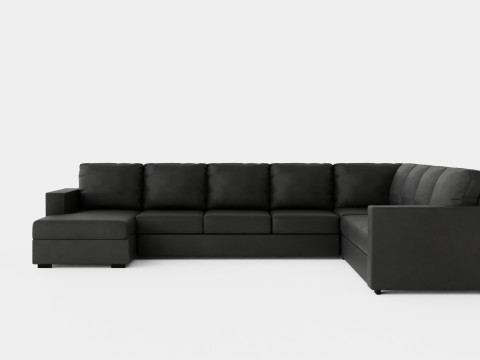 Crazy Corner Sofa Xxl Left Black Artificial Leather 3D Model