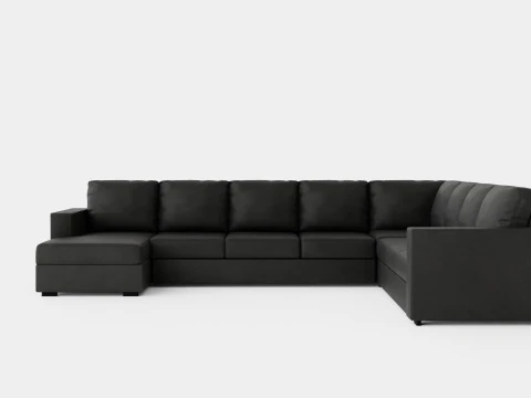 Crazy Corner Sofa Xxl Left Black Artificial Leather 3D Model