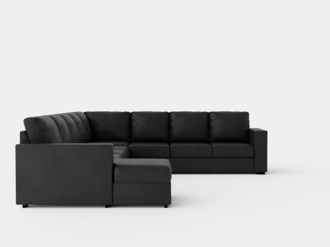 Crazy Corner Sofa Xxl Left Black Artificial Leather 3D Model