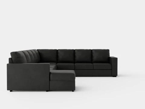 Crazy Corner Sofa Xxl Left Black Artificial Leather 3D Model
