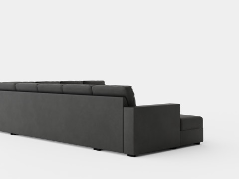 Crazy Corner Sofa Xxl Left Black Artificial Leather 3D Model