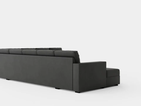 Crazy Corner Sofa Xxl Left Black Artificial Leather 3D Model