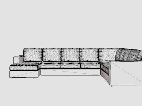 Crazy Corner Sofa Xxl Left Black Artificial Leather 3D Model
