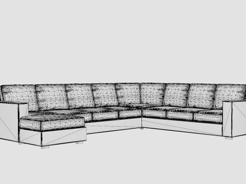 Crazy Corner Sofa Xxl Left Black Artificial Leather 3D Model