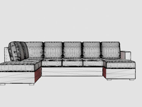 Crazy U Sofa Divan Right 3D Model