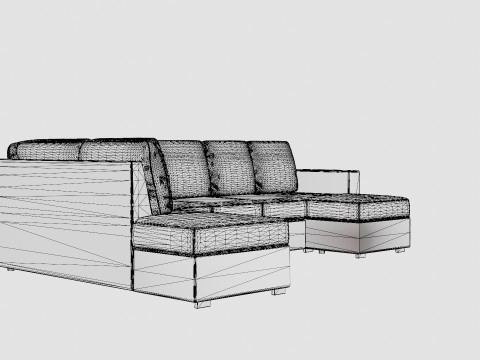 Crazy U Sofa Divan Right 3D Model