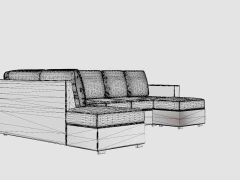 Crazy U Sofa Divan Right 3D Model