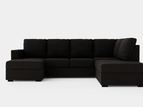 Crazy U Sofa Large Divan Left Anthracite 3D Model