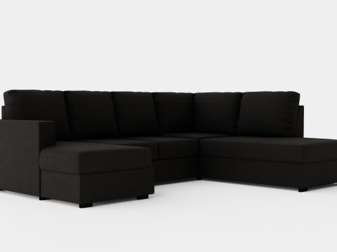 Crazy U Sofa Large Divan Left Anthracite 3D Model
