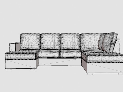 Crazy U Sofa Large Divan Left Anthracite 3D Model