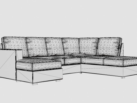 Crazy U Sofa Large Divan Left Anthracite 3D Model