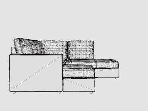 Crazy U Sofa Large Divan Left Anthracite 3D Model