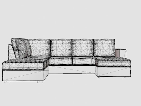 Crazy U Sofa Large Divan Right 3D Model
