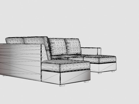 Crazy U Sofa Large Divan Right 3D Model