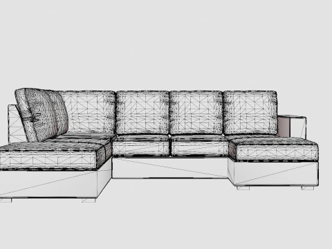 Crazy U Sofa Large Divan Right Anthracite 3D Model