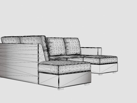 Crazy U Sofa Large Divan Right Anthracite 3D Model