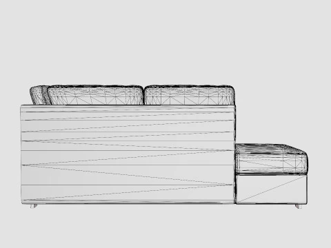 Crazy U Sofa Large Divan Right Anthracite 3D Model