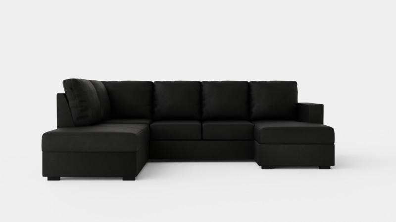 Crazy U Sofa Large Divan Right Black Artificial Leather Model 3D .c4d .max .obj .3ds .fbx .stl .blend 