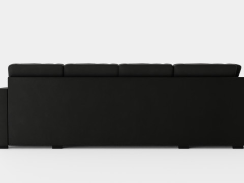 Crazy U Sofa Large Divan Right Black Artificial Leather Model 3D