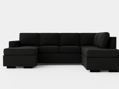 Crazy U Sofa Small Divan Left Black Artificial Leather 3D Model