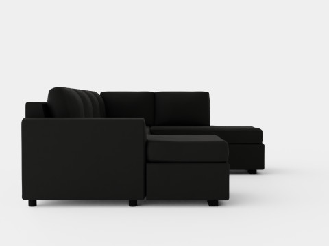 Crazy U Sofa Small Divan Left Black Artificial Leather 3D Model