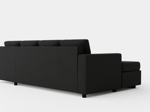 Crazy U Sofa Small Divan Left Black Artificial Leather 3D Model