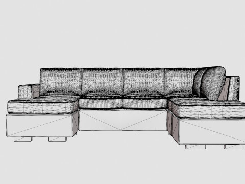 Crazy U Sofa Small Divan Left Black Artificial Leather 3D Model