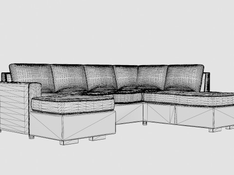 Crazy U Sofa Small Divan Left Black Artificial Leather 3D Model