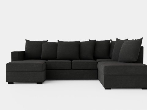 Crazy U Sofa Small Divan Left Including Envelope Cushions Dark 3D-Modell
