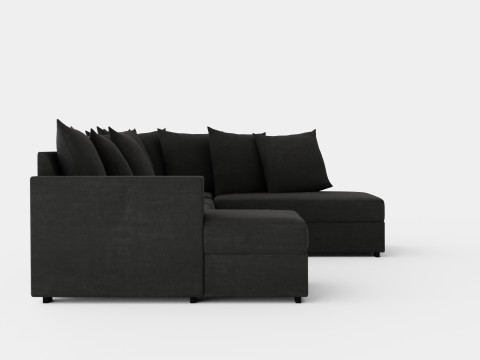 Crazy U Sofa Small Divan Left Including Envelope Cushions Dark 3D Модель