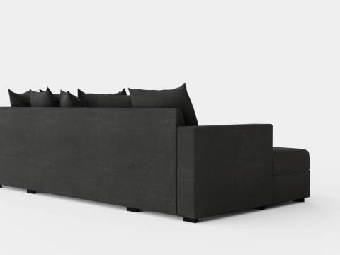 Crazy U Sofa Small Divan Left Including Envelope Cushions Dark 3D Модель