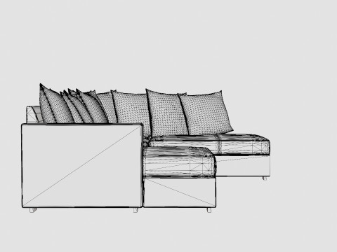 Crazy U Sofa Small Divan Left Including Envelope Cushions Dark 3D Модель