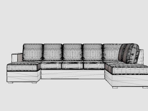 Crazy U Sofa Xl Divan Left 3D 모델