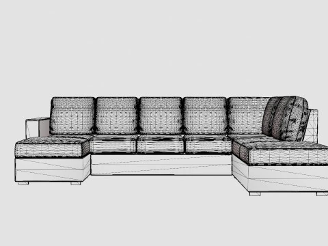 Crazy U Sofa Xl Divan Left 3D Model