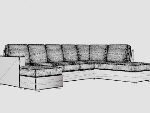 Crazy U Sofa Xl Divan Left 3D 모델