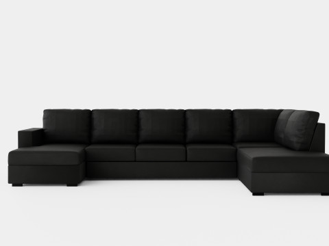 Crazy U Sofa Xl Divan Left Black Artificial Leather 3D Model