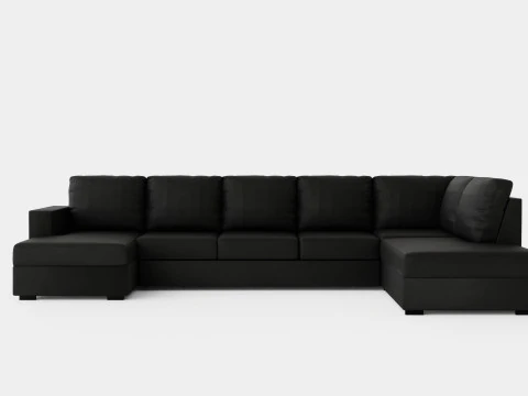Crazy U Sofa Xl Divan Esquerdo Couro Artificial Preto Modelo 3D