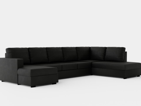 Crazy U Sofa Xl Divan Left Black Artificial Leather Modelo 3D