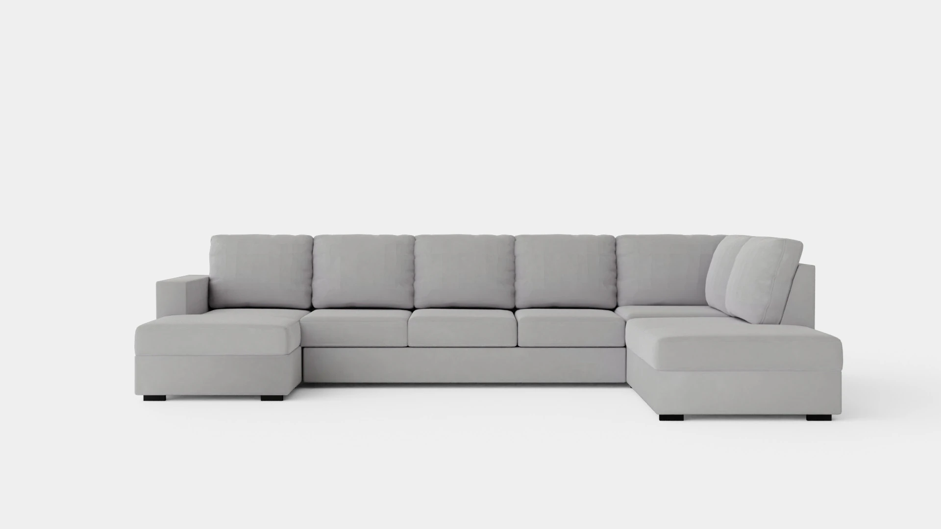 Crazy U Sofa Xl Divan Left Light Gray 3D Model .c4d .max .obj .3ds .fbx .stl .blend