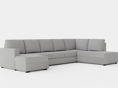 Crazy U Sofa Xl Divan Left Light Gray Modèle 3D
