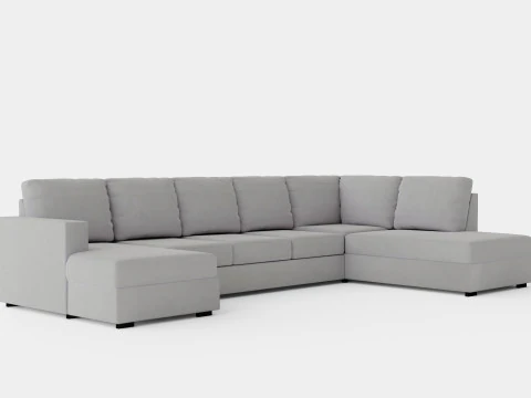 Crazy U Sofa Xl Divan Left Light Gray 3D Model