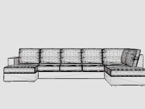 Crazy U Sofa Xl Divan Left Light Gray Modèle 3D