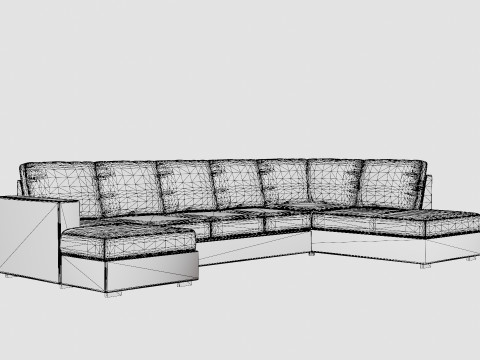 Crazy U Sofa Xl Divan Left Light Gray Modèle 3D