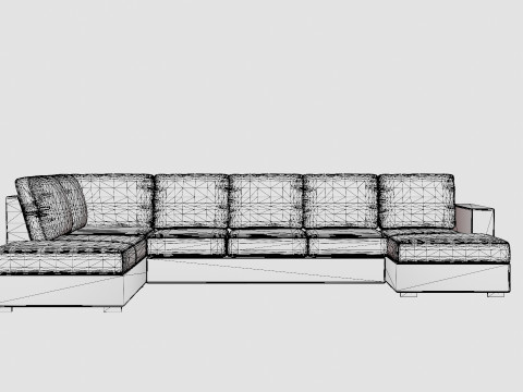 Crazy U Sofa Xl Divan Right Anthracite Model 3D