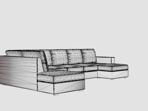 Crazy U Sofa Xl Divan Right Anthracite Model 3D
