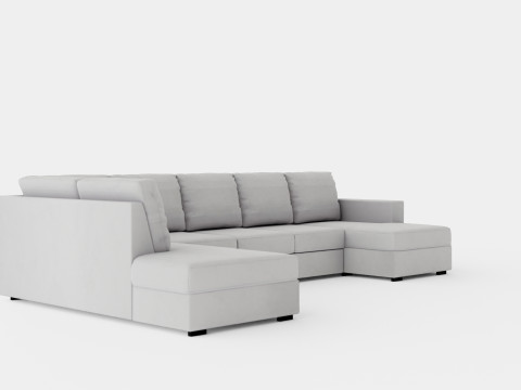 Crazy U Sofa Xl Divan Right Light Gray Modèle 3D