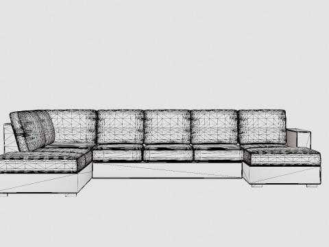 Crazy U Sofa Xl Divan Right Light Gray Modèle 3D