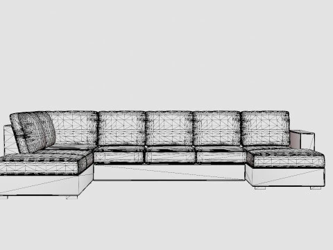 Crazy U Sofa Xl Divan Right Light Gray 3D Model