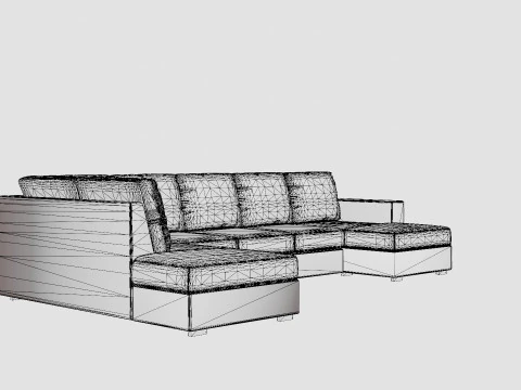 Crazy U Sofa Xl Divan Right Light Gray 3D Model